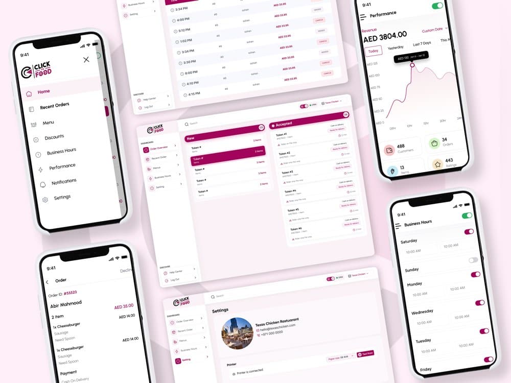 ClickToFood Hub point-of-sale screen